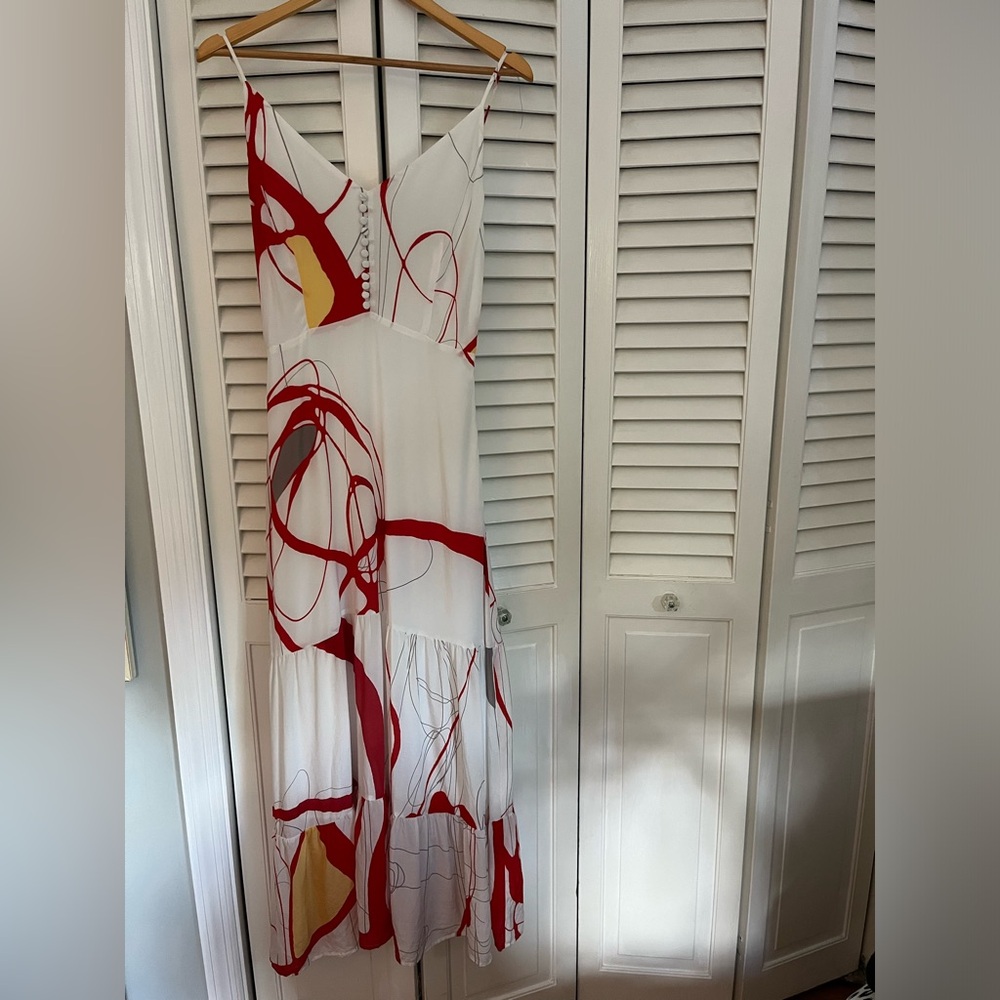 Silk dress with red pattern